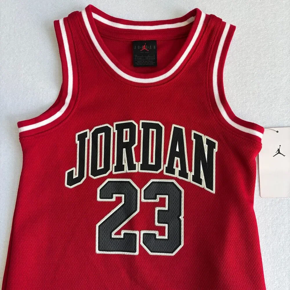 Jordan Nike 23 Jersey Tank Dress Girls 6 L Gym Red Sleeveless Basketball NWT